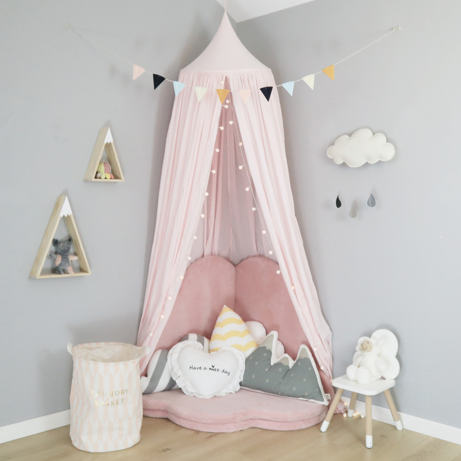 Kinderzelt Decke Bett Vorhang Indoor Princess Game House Baumwolle Hängebuch Leseecke Nordic Home Decoration