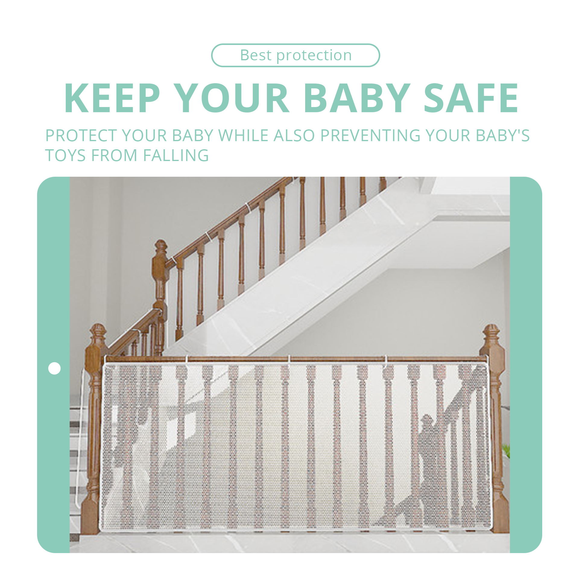 Schutzabdeckung für Babytreppen, um festsitzende Gliedmaßen zu verhindern, das Herunterfallen von Spielzeug zu verhindern, Balkonschutzhandlauf, Schutztreppendez