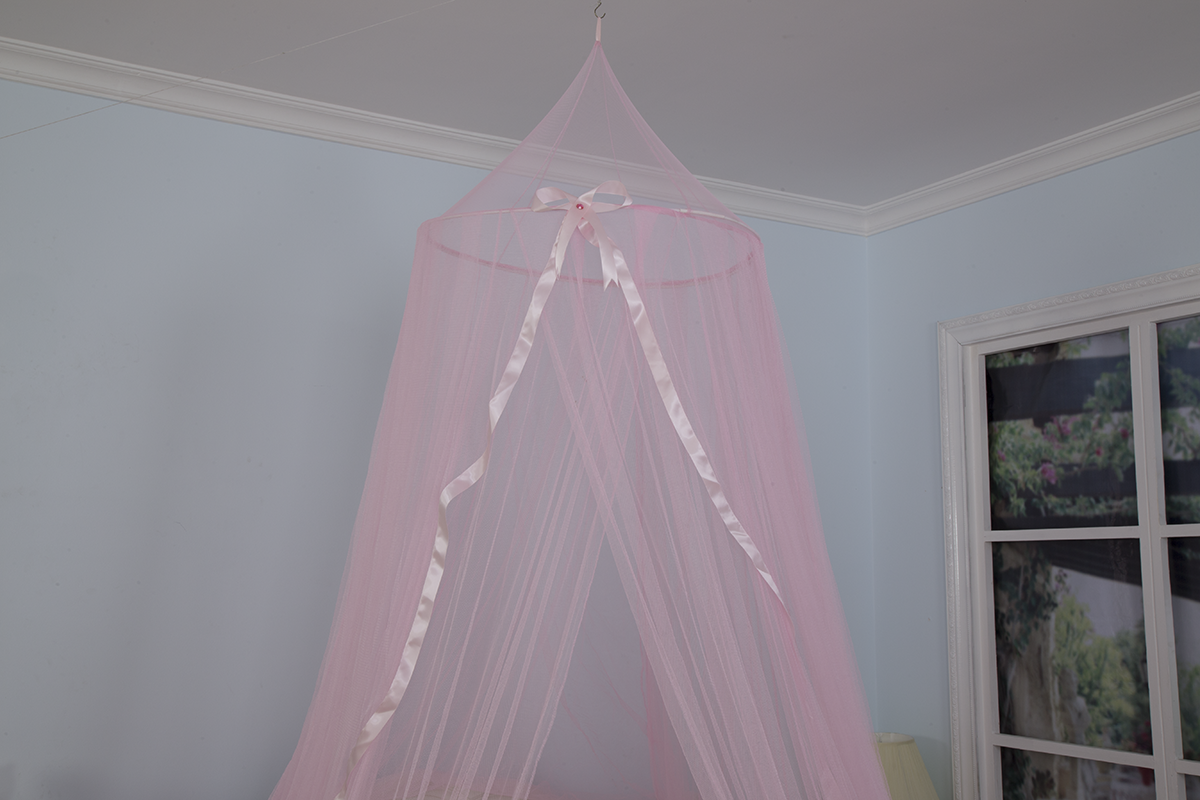 Gute Qualität Himmelbett Princess Style Pink Ribbon Moskitonetz Vorhang