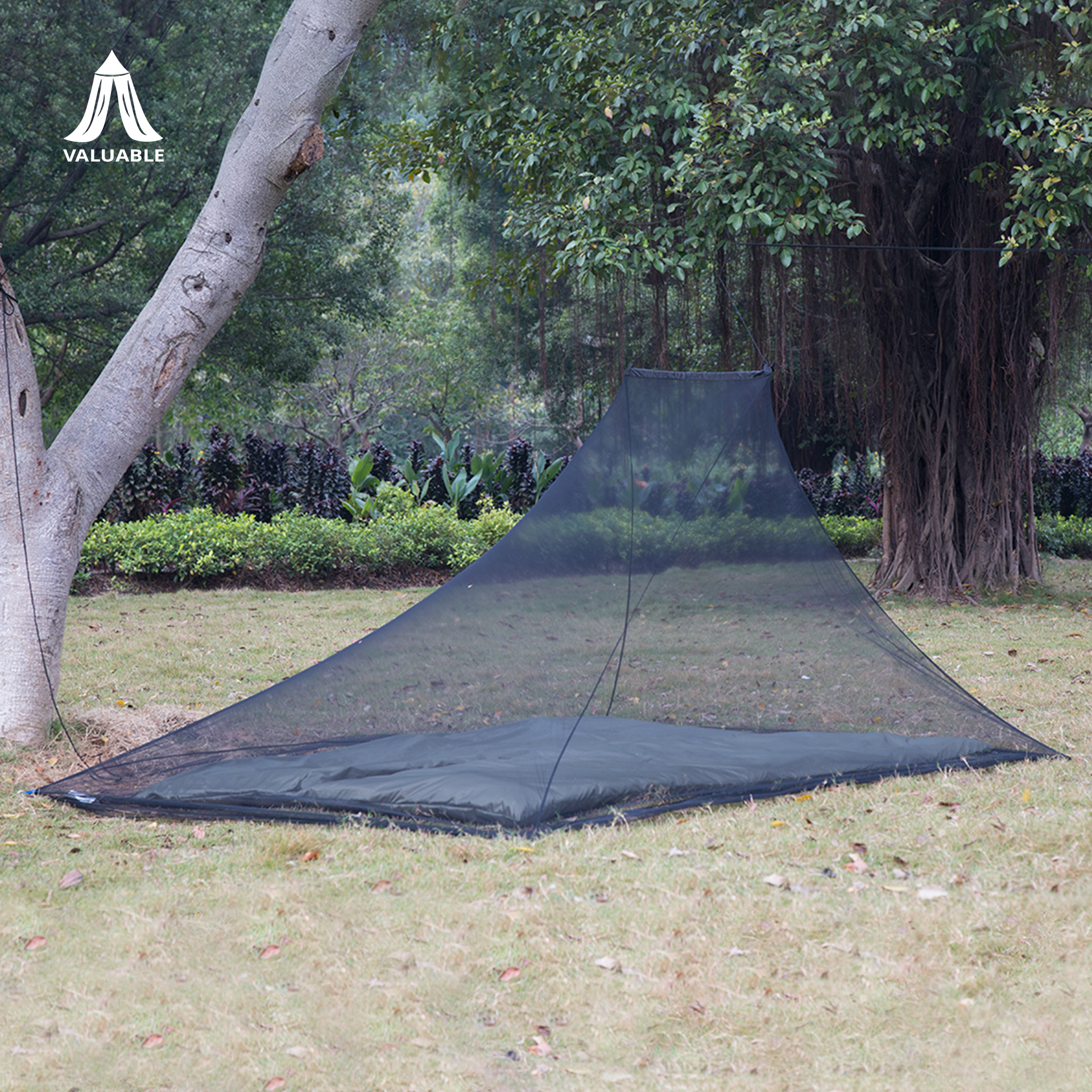 Trapezförmiges Moskitonetz für den Außenbereich für doppelt winddichtes und insektensicheres Camping- und Wanderpicknick