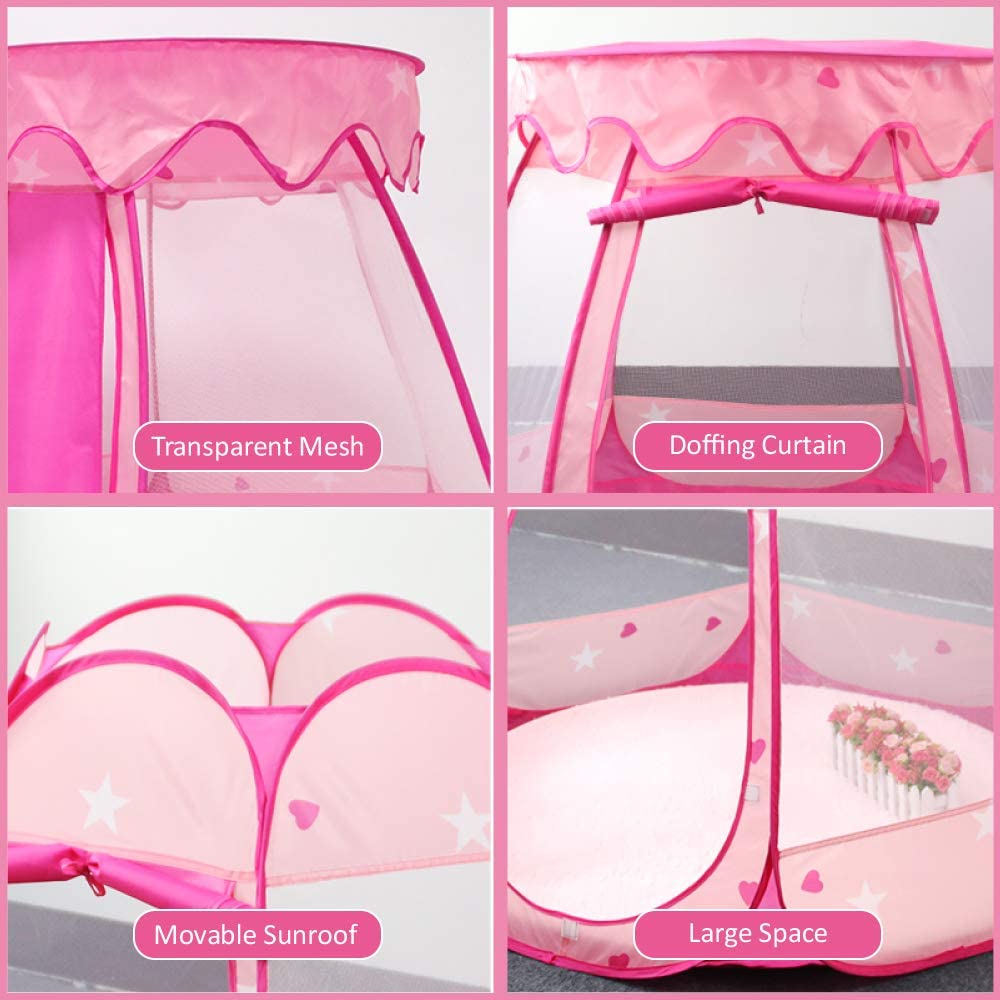 Pop Up Princess Zelt Tragbares Spielhaus Spielzeug Pink Princess Castle Fairy Play Zelte für Kinder