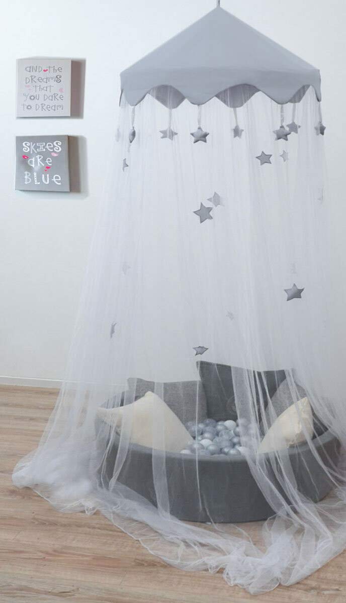 2020 Neues Design Grau Kinder Jungen Mädchen Freizeit Moskitonetze Leseecke Hängende Bettüberdachungen Mit Sternen