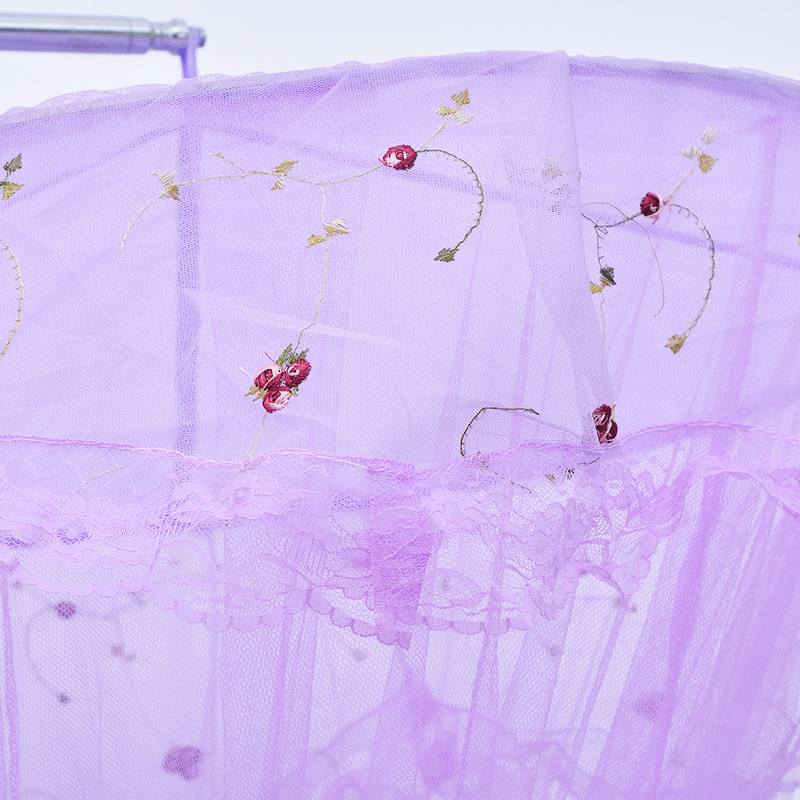 Am beliebtesten LLIN Faltbare lila bestickte Kuppelbettüberdachung Innendekoration hängendes Prinzessinnen-Moskitonetz