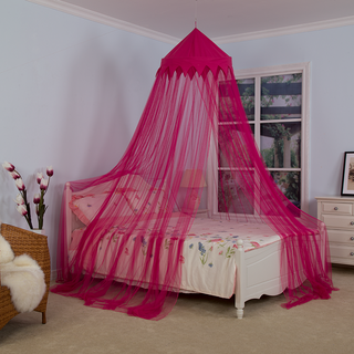 Beliebte rote Rose Farbe Kronenbett Überdachungen Mädchen Fee Moskitonetze für Doppelbett