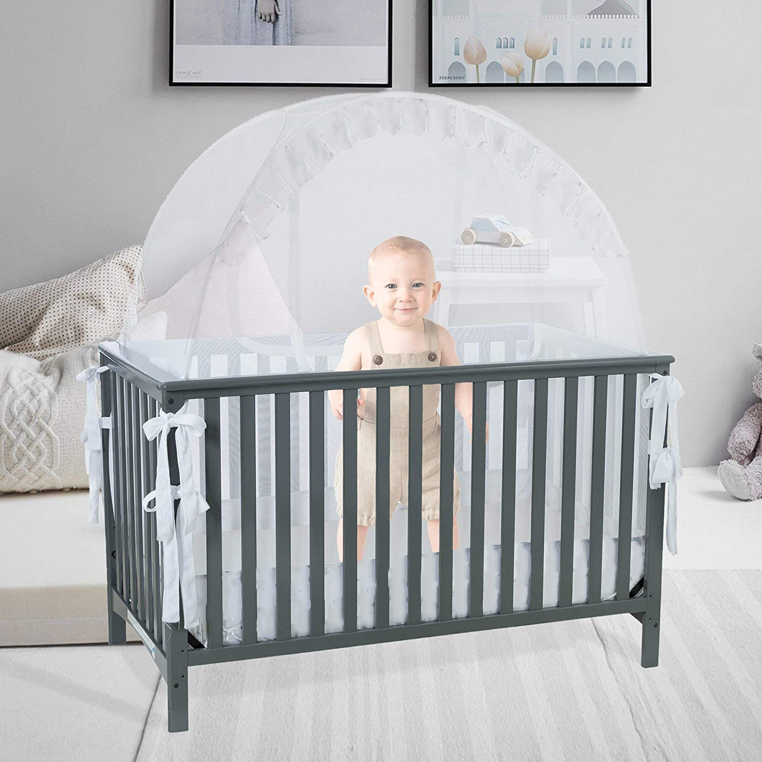 Pop-up-Unisex-Säuglingsbett-Zelt-Babybett-Überdachungs-Netzabdeckung Moskitonetz für Baby