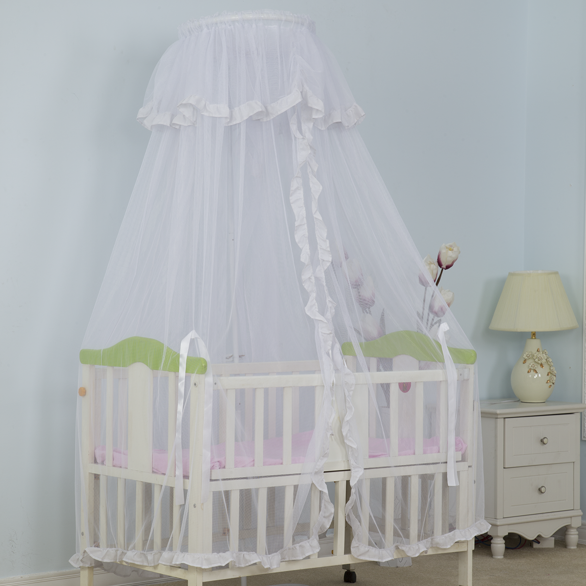 2020 Das beliebteste neue Design White Baby Crib Moskitonetz
