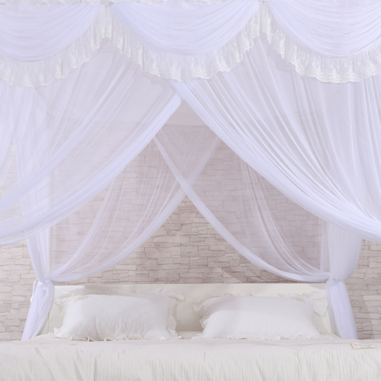 Neues Design Polyester White Moskitonetze Quadratische Betten Baldachin für Doppelbett