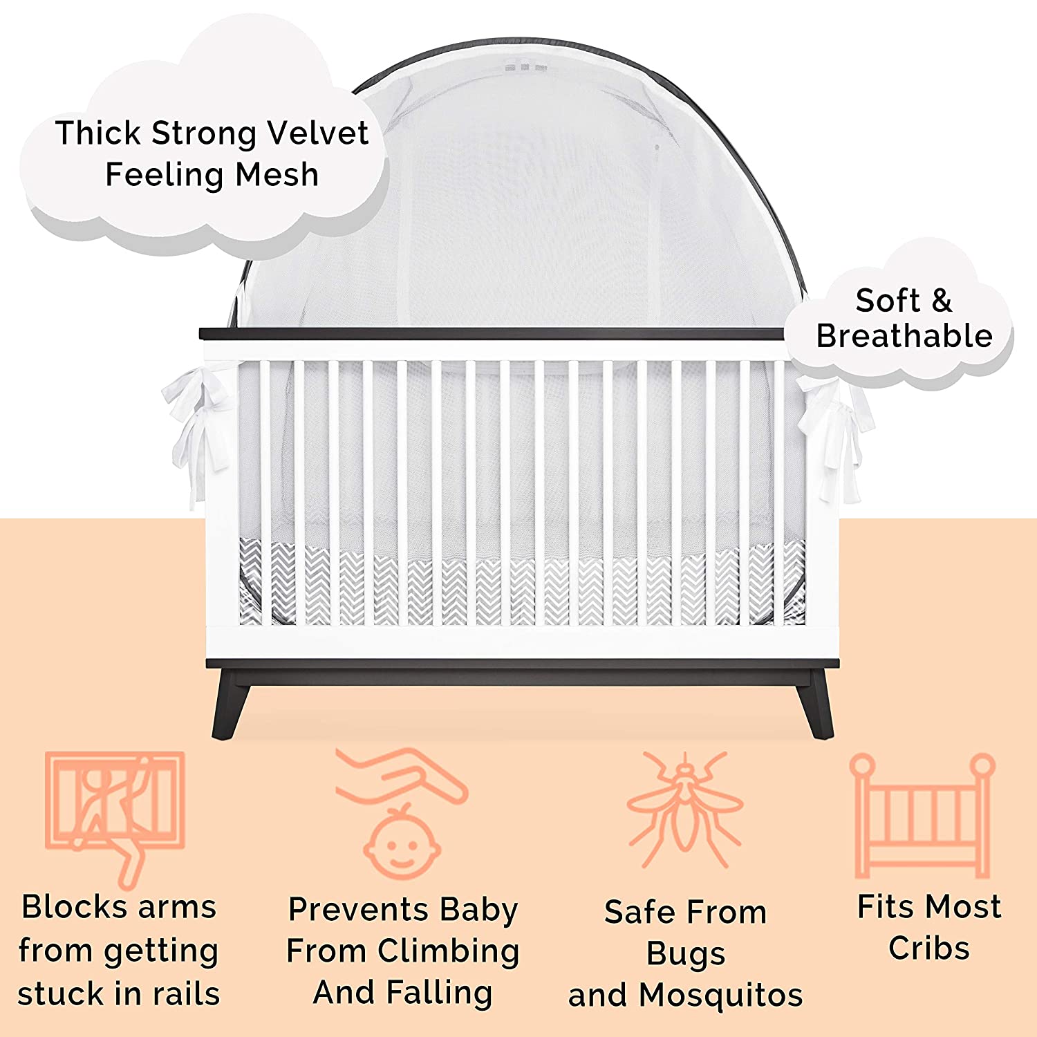 Baby Safety Crib Bed Canopy Cover Infant Pop-Up-Zelte mit Sichtfenster