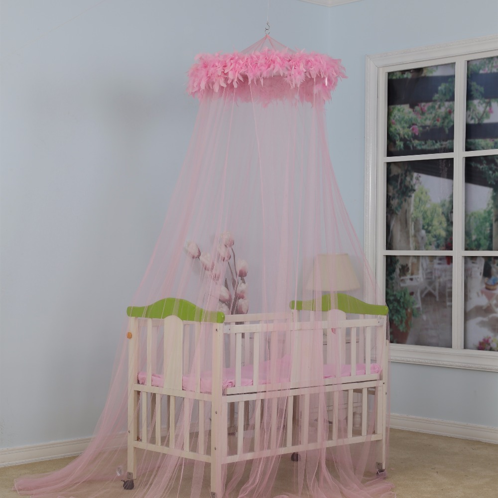 Princess Design Kinder-Moskitonetz mit rosa Federn für Erwachsene oder Babys